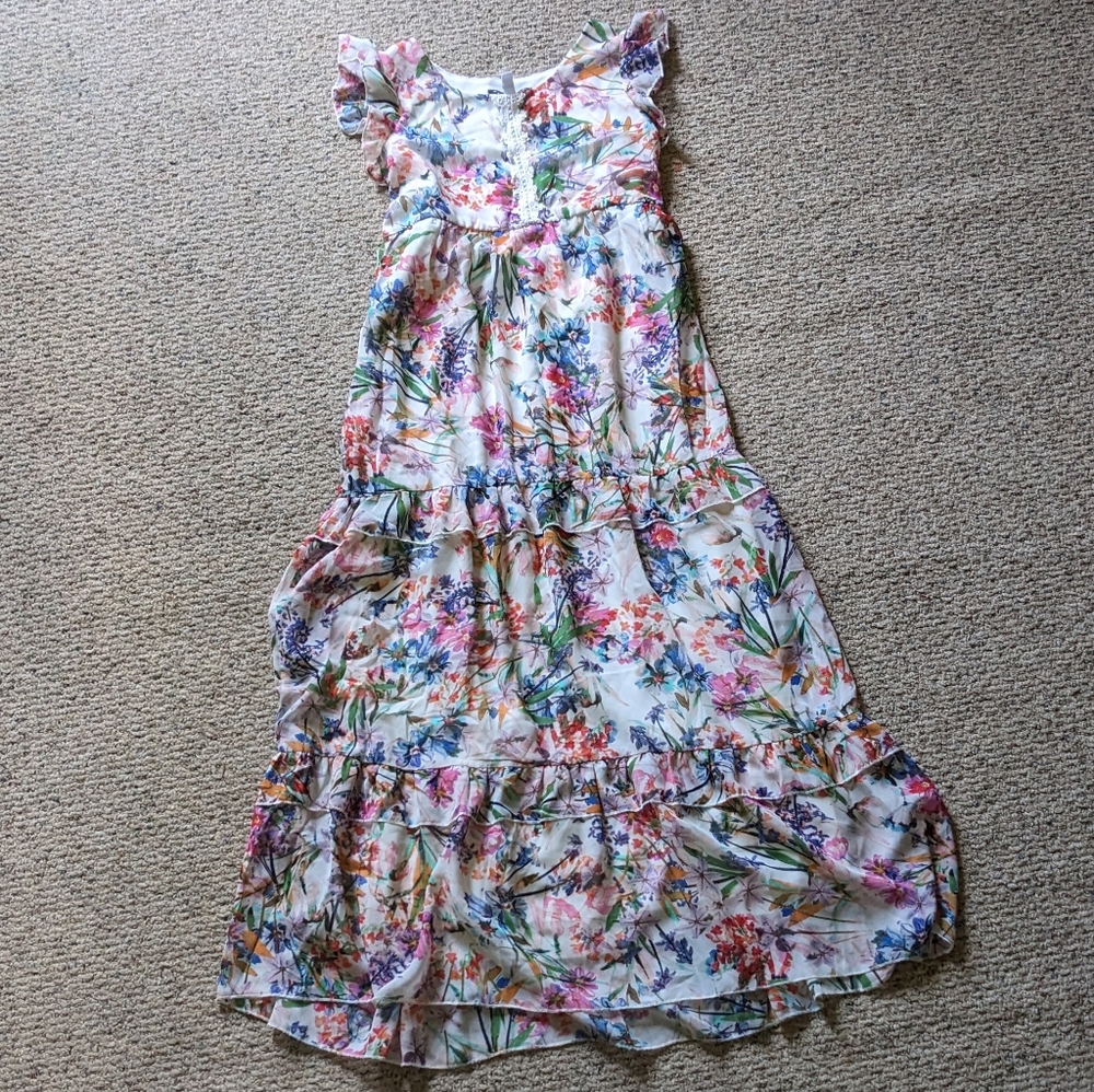 Xtraordinary Girls Floral Maxi Dress Sz 16 Long Ruffles Lined